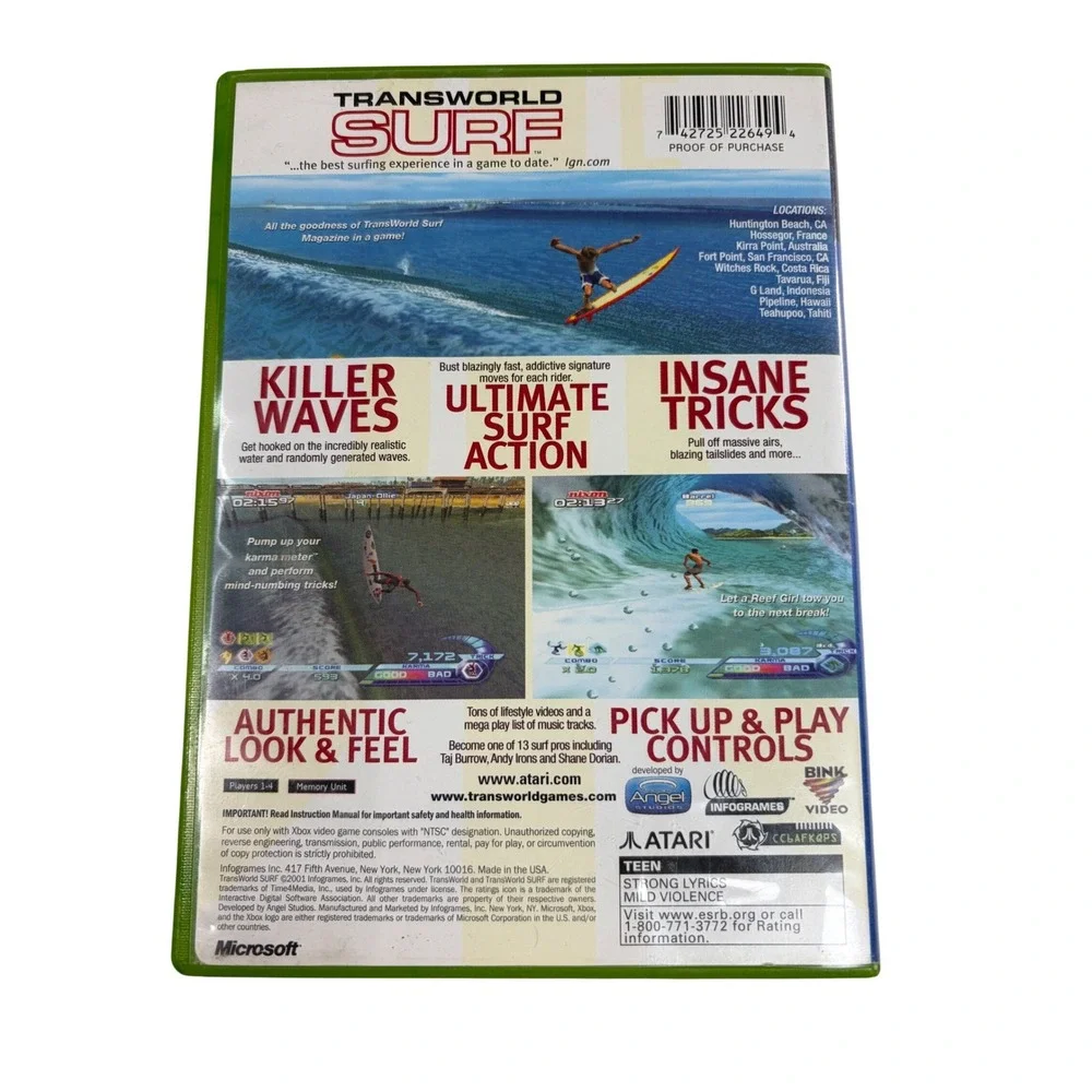 Preowned Works Transworld Surf Original Xbox Game No Manual
